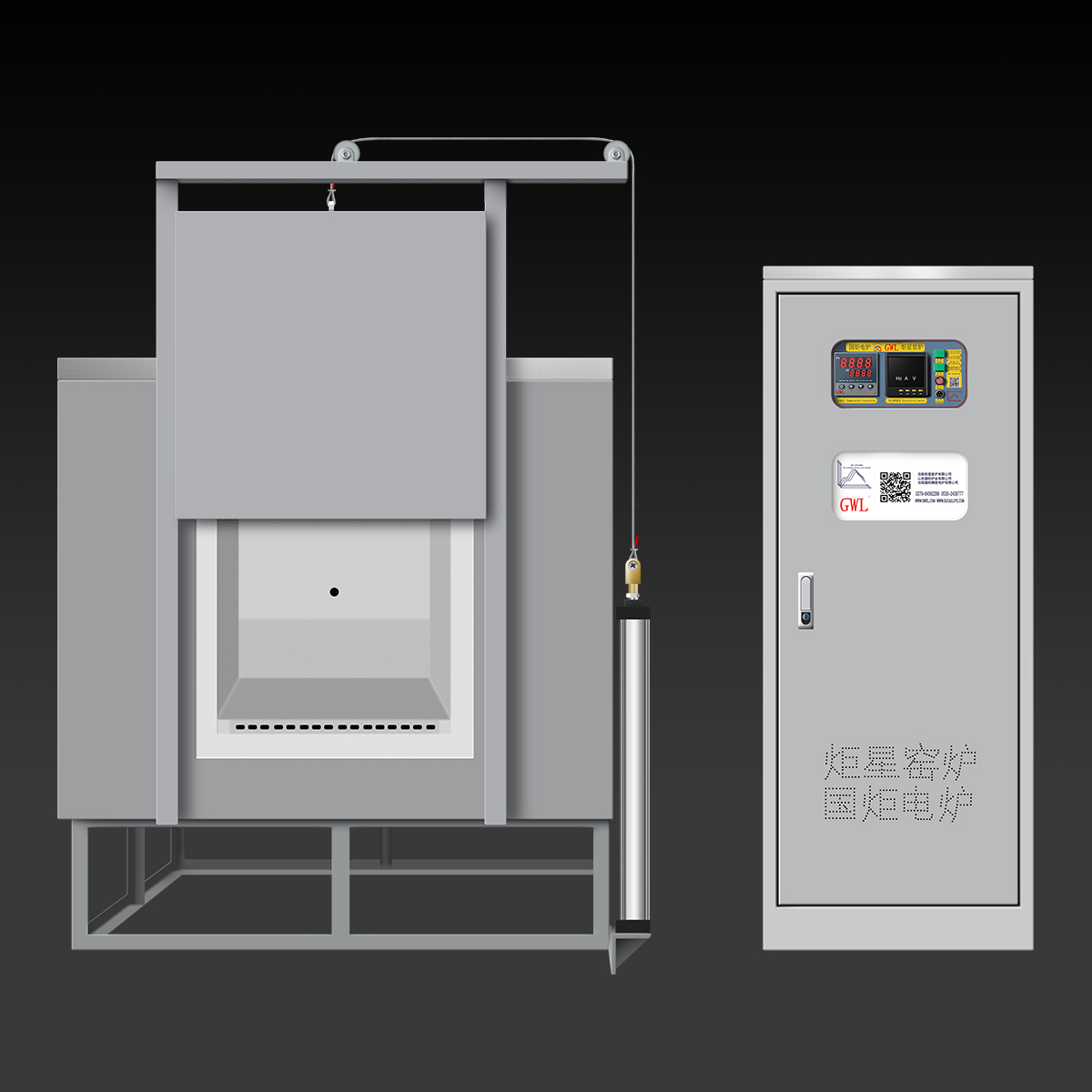 氣動(dòng)上開門箱式電爐